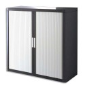PAPERFLOW EasyOffice armoire démontable corps en PS teinté Noir Blanc - Dimensions L110xH104xP41,5 cm