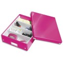 Boîte de rangement LEIZ CLICK&STORE M-Box avec compartiments amovibles. Coloris rose