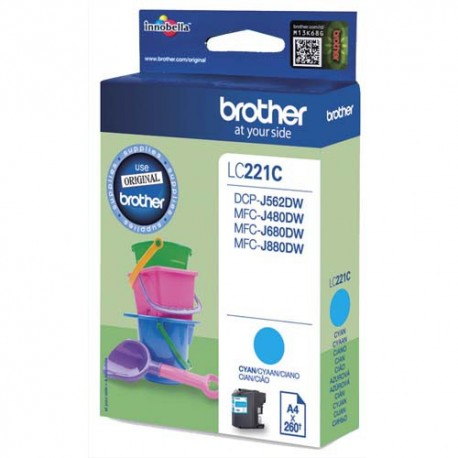 BROTHER LC-221C (LC221C) Cartouche jet d'encre cyan de marque Brother LC221C (LC-221C)
