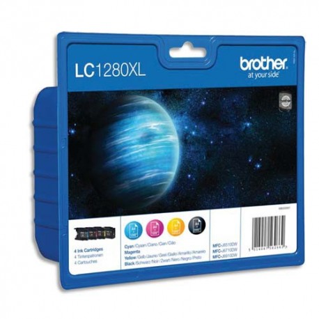 BROTHER LC-1280XL (LC1280XL) Cartouche value pack jet d'encre 4 couleurs de marque brother C1280XLVALBP