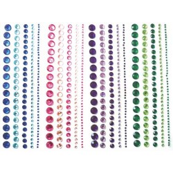 PW INTERNATIONAL Lot de 4 bandes de strass adhésifs, differents diametres, 4 coloris assortis