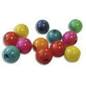 Sachet de 100 perles en bois colorées assorties diamètre 10 mm, trou 2mm