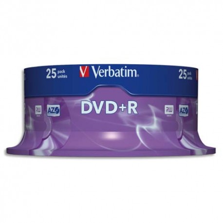 VERBATIM Tour de 25 DVD+R 4,7GB vitesse d'écriture 16x + REDEVANCE 43500