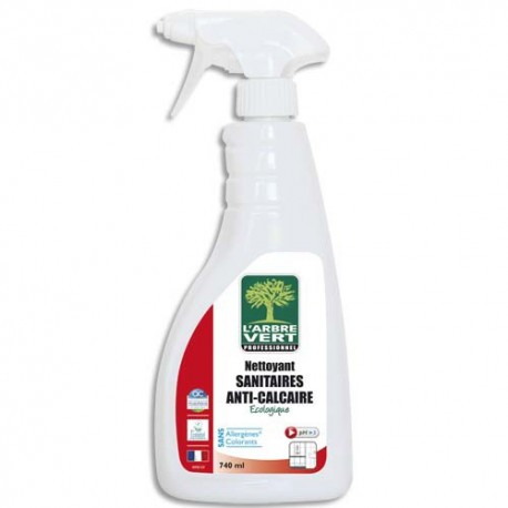L'ARBRE VERT Spray 740ml Nettoyant détartrant sanitaires anti-calcaire PH3 contact alimentaire