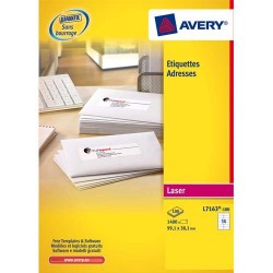 Etiquette AVERY L7163 - Boîte de 1400 étiquettes laser blanc 99,1X38,1mm L7163-100