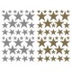 MAILDOR Sachet de 4 planches 10,5x16cm, 152 gommettes Initial étoile couleurs or/argent assorties