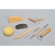 Kit du potier 8 outils Eponge, estèque bois et métal, tournasin, mirette, aiguille, ébauchoir, fil
