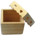 PW INTERNATIONAL Boîte carrée avec couvercle cœur en bois à peindre ou décorer format 70 x 70 mm
