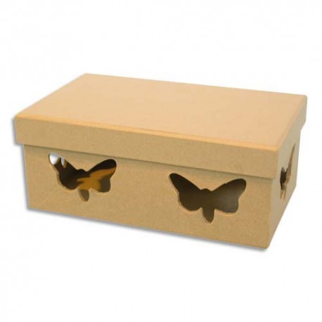 PW INTERNATIONAL Boîte en carton rectangle déco papillon, format 143x85x60 mm