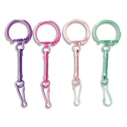 Lot de 10 porte-clés mousquetons couleurs assorties métal, violet, rose, saumon, vert clair