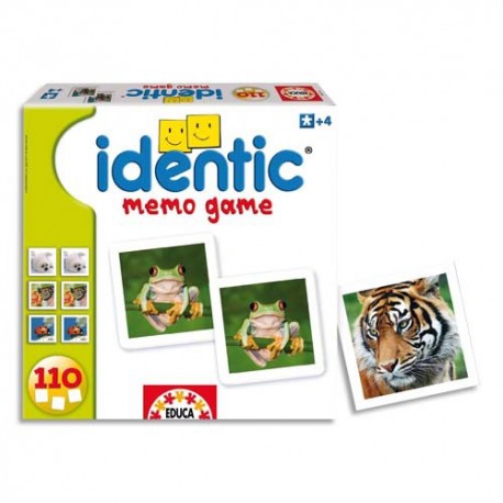 Boîte de 110 cartes de jeux mémo photos animaux