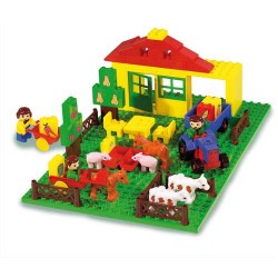 Set de blocs de construction de 71 pièces en plastique couleurs assorties sur le thème de la ferme