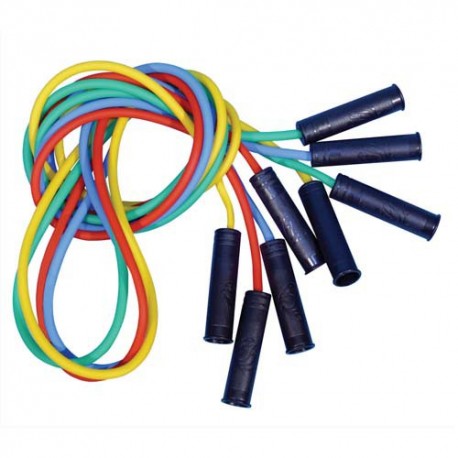 FIRST LOISIRS Lot de 4 cordes à sauter en plastique avec poignées, coloris assortis. Longueur 225 cm