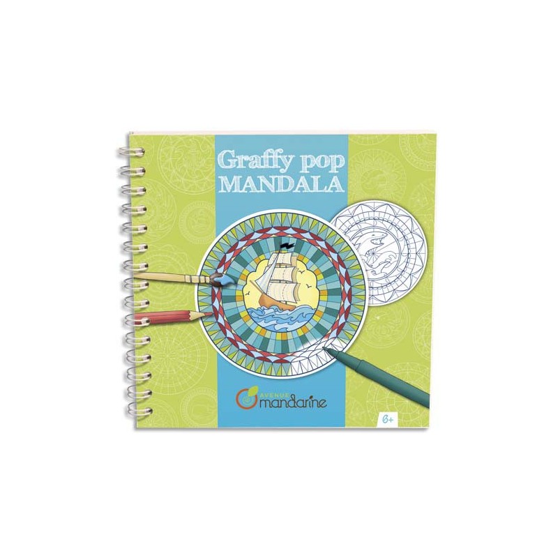 Cahier de coloriage Mandala garçon Graffy Pop Avenue Mandarine