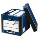 Archivage BANKERS BOX - Caisse PRESTO L40xh25,7xp34cm, montage automatique, carton recyclé blanc/bleu
