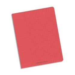 Cahier 17x22 32 pages Seyès interligne 2,5mm piqure papier 90g Couverture polypropylène rouge