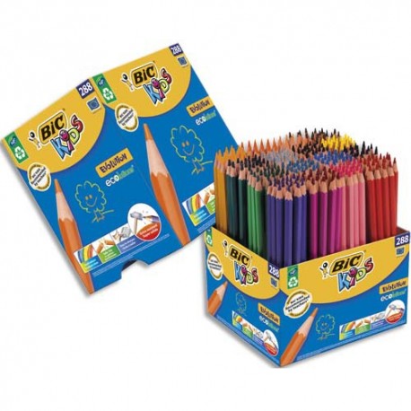 Crayon de couleur Bic Evolution corps hexagonal 12 couleurs assorties classpack 248+40 gratuits