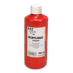 Gouache acrylique Art Plus brillante couleur rouge vif flacon 500 ml