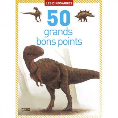 LITO DIFFUSION Boîte de 50 grands bons points dinosaures, format 9,8 x 13,5 cm