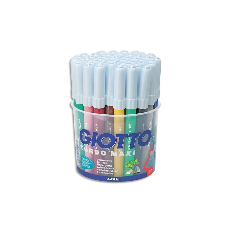 Feutre de coloriage Giotto MaxiTurbo pointe large pot de 48 feutres dessin  de couleurs assorties