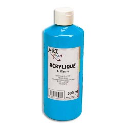 Gouache acrylique Art Plus brillante couleur bleue primaire flacon 500 ml