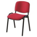 Chaise de conférence Iso Classic en tissu polyfibre rouge, structure 4 pieds en métal époxy noir