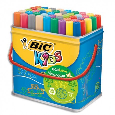 Feutre de coloriage Bic Visacolor XL pointe extra-large Baril de 48 feutres dessin couleurs assorties