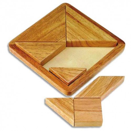 CULTURE CLUB Tangram bois massif de 20x20x3 cm Reconstituer un modèle à partir de 7 pièces géométriques