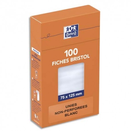 HAMELIN Boîte de 100 fiches bristol 75x125 mm uni blanc 232000