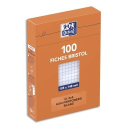 Hamelin Boîte de 100 fiches bristol 105x148 mm 5x5 blanc 234020