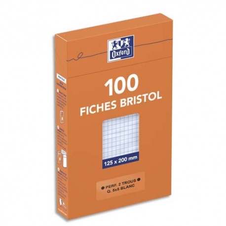 OXFORD Etui distributeur de 100 fiches bristol perforées 210g 12,5x20cm 5x5 blanc