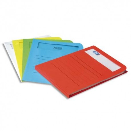 Paquet de 10 pochettes coins ELCO en carte 120g, fenêtre rectangle, coloris assortis