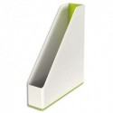LEITZ Porte-revues Dual blanc/vert métallisé - Dimensions : H31,8 x P27,2 cm. Dos 7,3 cm