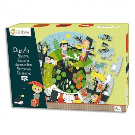 AVENUE MANDARINE Puzzle 40 pièces, diamètre 45 cm, thème Les saisons. A partir de 5 ans.