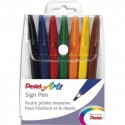 Stylo feutre Pentel Sign Pen S520 pointe en nylon largeur de trait 0,8 mm existe noir, bleu, rouge, vert et assortis 7 couleurs - Assortis