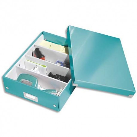 Boîte de rangement LEITZ CLICK&STORE M-Box avec compartiments amovibles. Coloris menthe.