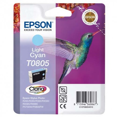 T0805 (T080540) EPSON Cartouche jet d'encre cyan clair de marque Epson C13T080540