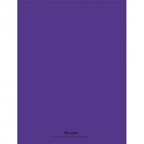 PLEIN CIEL Cahier piqûre 24x32 48 pages grands carreaux 90g. Couverture polypro violet