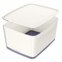 LEITZ Boîte MYBOX medium avec couvercle en ABS. Coloris blanc fond gris