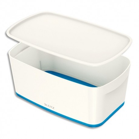 LEITZ Boîte MYBOX small avec couvercle en ABS. Coloris blanc fond bleu