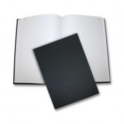 ELVE Registre toilé folioté, format 21 x 29,7 cm. 300 pages quadrillé 5x5. Coloris noir