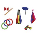 FIRST LOISIRS Kit jonglerie : 3 balles a grains, 3 anneaux, 3 foulards, 3 massues, 1 assiette, 1 diabolo