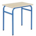 SODEMATUB Lot de 4 tables scolaires monoplace, hêtre , bleu - Dimensions : L70 x H74 x P50 cm, taille 3