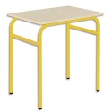 SODEMATUB Lot de 4 tables scolaires monoplace, hêtre , jaune - Dimensions : L70 x H74 x P50 cm, taille 3
