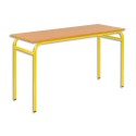 SODEMATUB Lot de 4 tables scolaires biplace, hêtre , jaune - Dimensions : L130 x H74 x P50 cm, taille 3