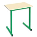 SODEMATUB Table scolaire monoplace, hêtre , vert - Dimensions : L70 x H74 x P50 cm, taille 3