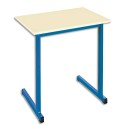 SODEMATUB Table scolaire monoplace, hêtre , bleu - Dimensions : L70 x H74 x P50 cm, taille 3