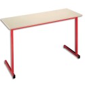 SODEMATUB Table scolaire biplace, hêtre , rouge - Dimensions : L130 x H74 x P50 cm, taille 3