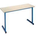 SODEMATUB Table scolaire biplace, hêtre , bleu - Dimensions : L130 x H74 x P50 cm, taille 3