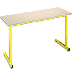 SODEMATUB Table scolaire biplace, hêtre , jaune - Dimensions : L130 x H74 x P50 cm, taille 3